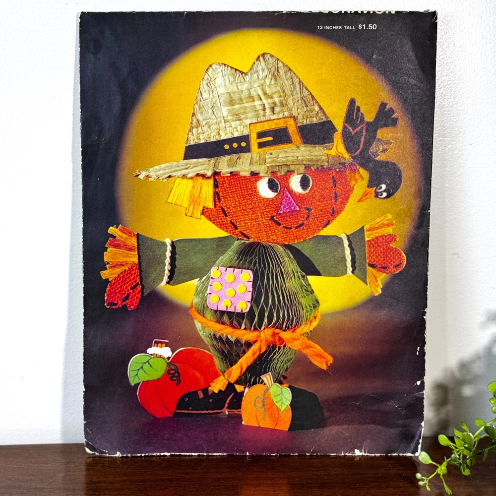 Vintage Halloween Scarecrow Table Decoration Honeycomb with Damage